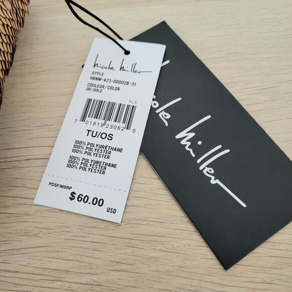 Nicole Miller Gold Sequin Shoulder Bag Purse Small Fold Over Snap Closure Party - Picture 5 of 5